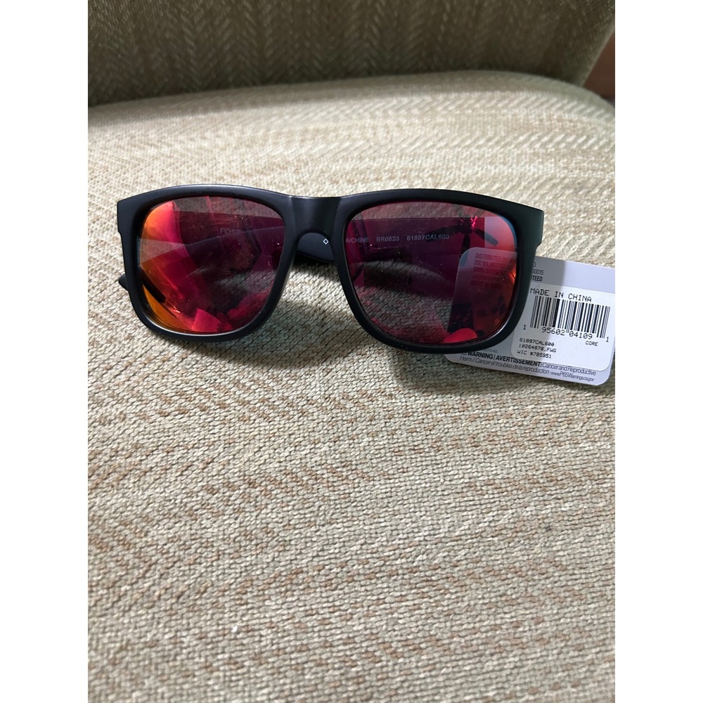 West Loop Foster Grant Sunglasses Matte Black Red Mirrored Lens 61897CAL600 NEW